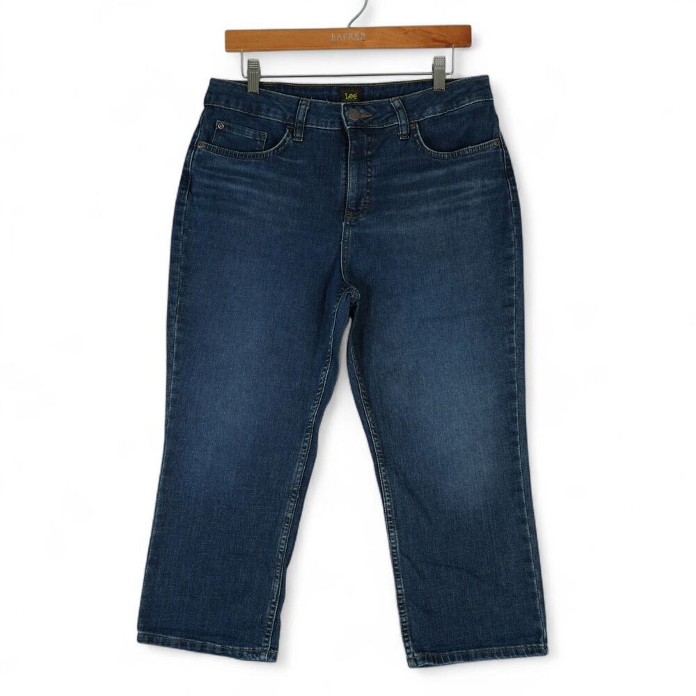 Lee Jeans Womens 12M (32x21) Blue High Rise‎ Crop Stretch Denim 112330778